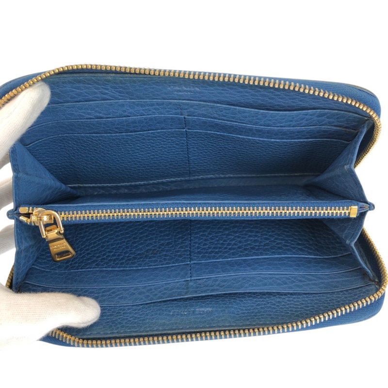 Prada Blue Gold Leather Wallet