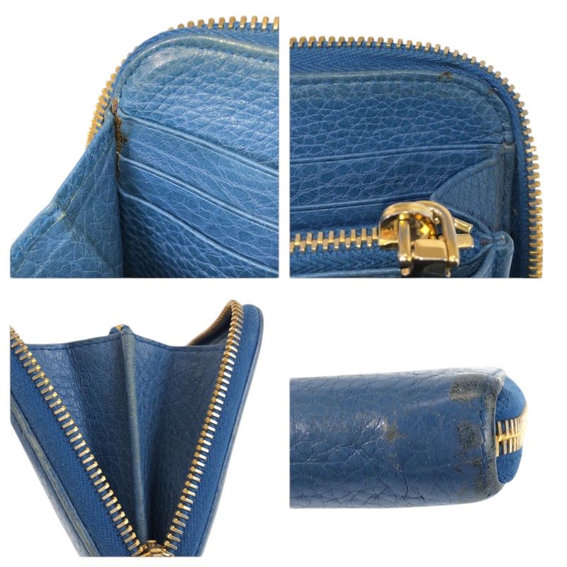 Prada Blue Gold Leather Wallet