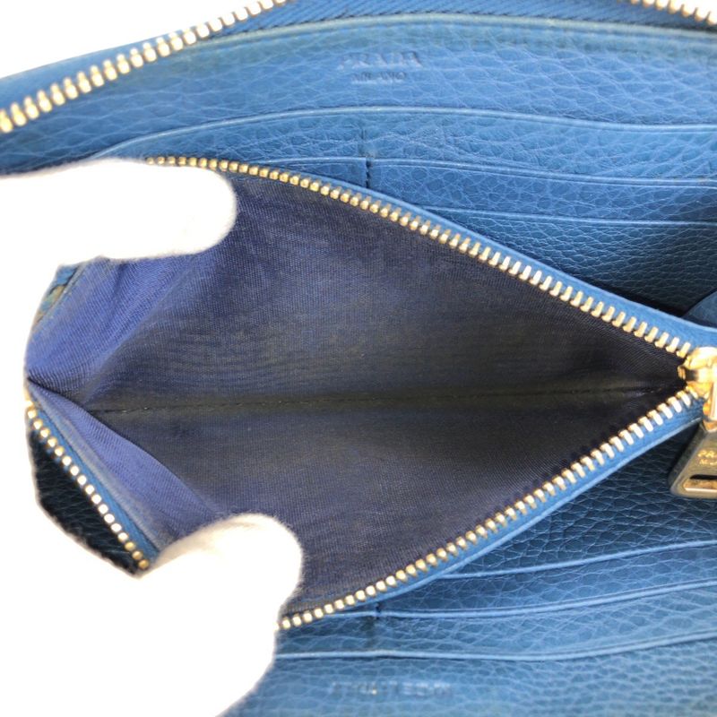Prada Blue Gold Leather Wallet