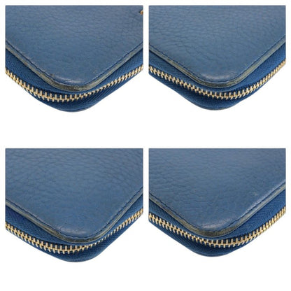 Prada Blue Gold Leather Wallet