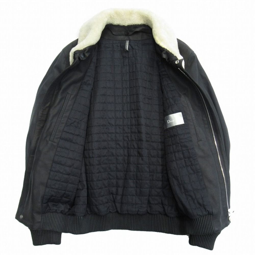 Dior Homme Shearling Lambskin Leather Jacket Chris Van Ash 44 Archive Black