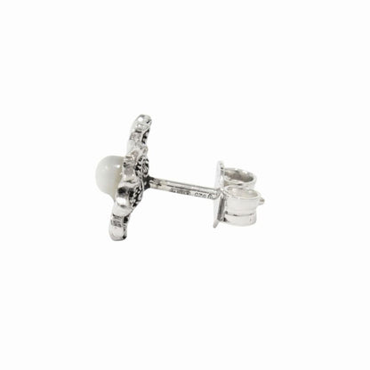 Gucci Polished Double Flower Studs Earrings Mother of Pearl Silver