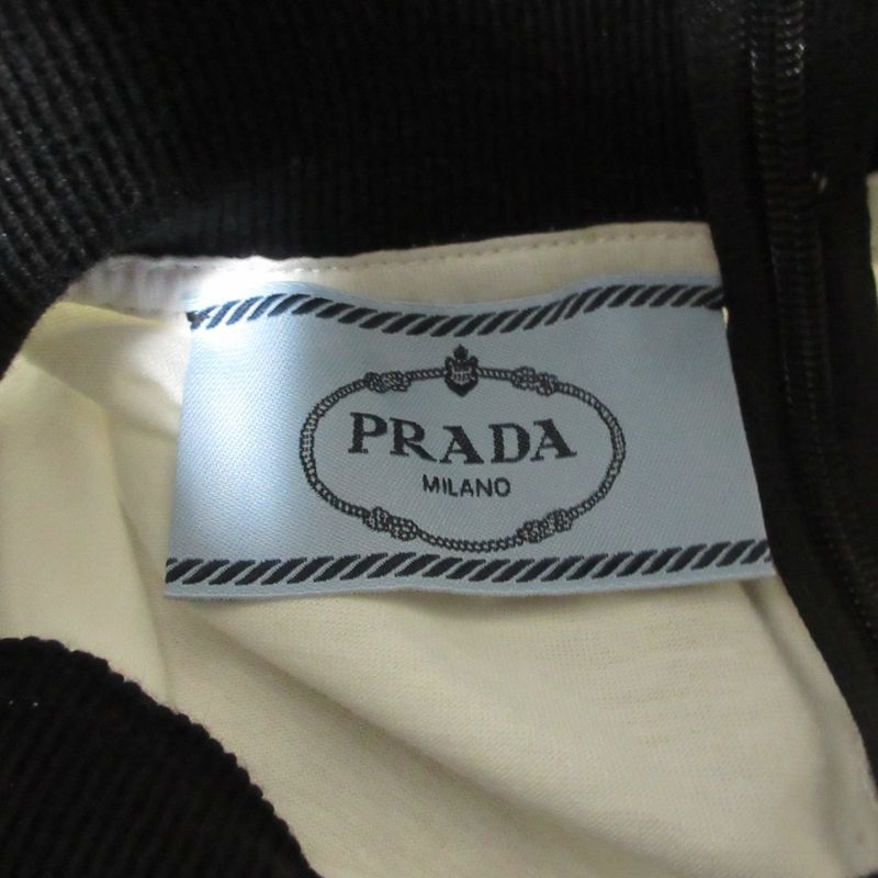 Prada Cleaned High Neck Bicolor Long Sleeve T-Shirt S White Black