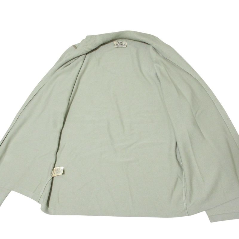 Hermes Elbow Patch Zip Knit Jacket L Beige