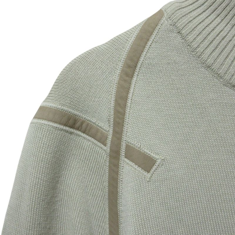 Hermes Elbow Patch Zip Knit Jacket L Beige