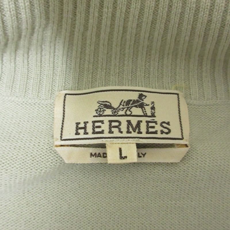 Hermes Elbow Patch Zip Knit Jacket L Beige