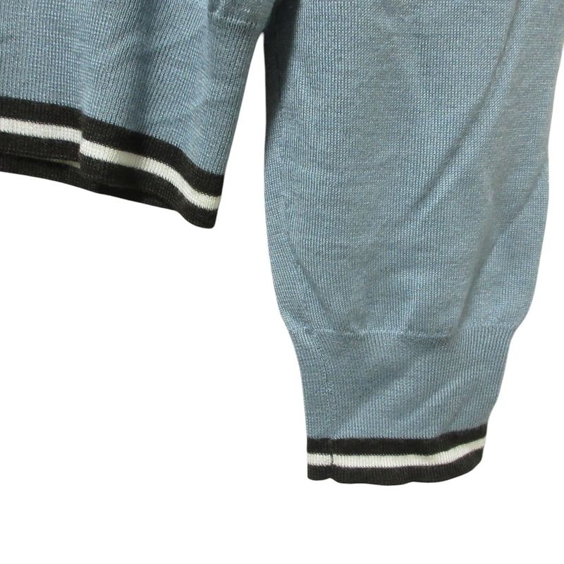 Hermes Cleaned Cashmere Silk High Gee Knit Sweater M Blue