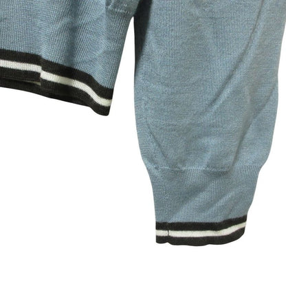 Hermes Cleaned Cashmere Silk High Gee Knit Sweater M Blue