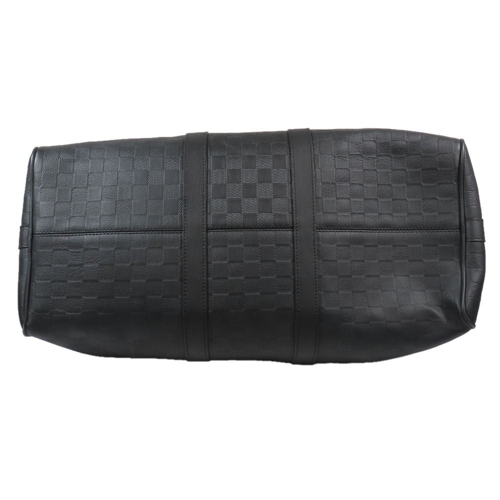 Louis Vuitton 2-Way Boston Handbag Shoulder Damier Infini Keepall Leather Black