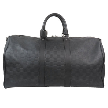 Louis Vuitton 2-Way Boston Handbag Shoulder Damier Infini Keepall Leather Black