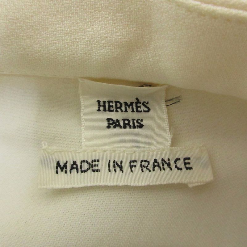 Hermes Cleaned White Collar Pli Tsukara Silk Blouse Shirt 34