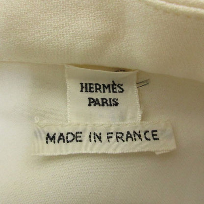 Hermes Cleaned White Collar Pli Tsukara Silk Blouse Shirt 34