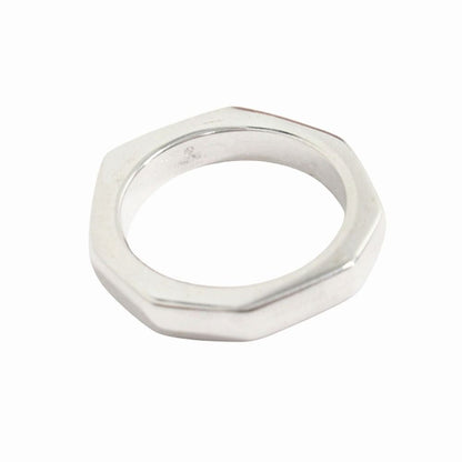 Gucci Polished Asymmetric Nut Motif Hexagon Ring Silver
