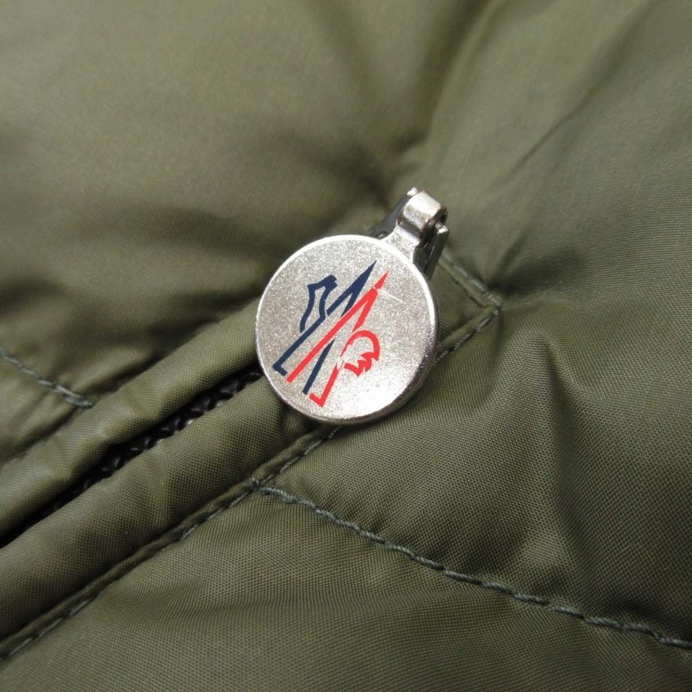 Moncler Moka Down Jacket Coat Hood Removable Quilted 0 Khaki