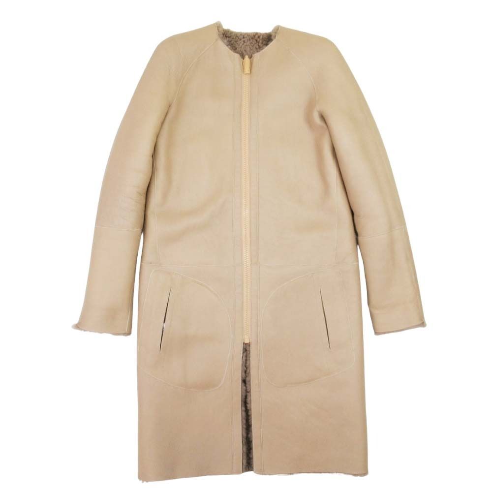 Celine Phoebe Philo Era Shearling Lambskin Reversible Coat Leather 36 Beige