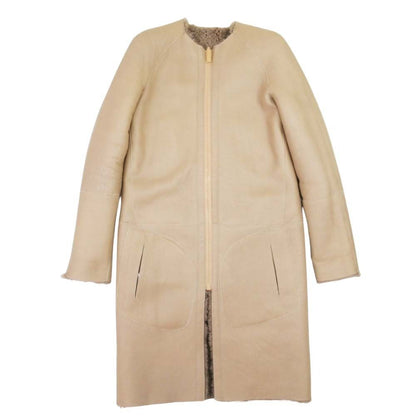 Celine Phoebe Philo Era Shearling Lambskin Reversible Coat Leather 36 Beige