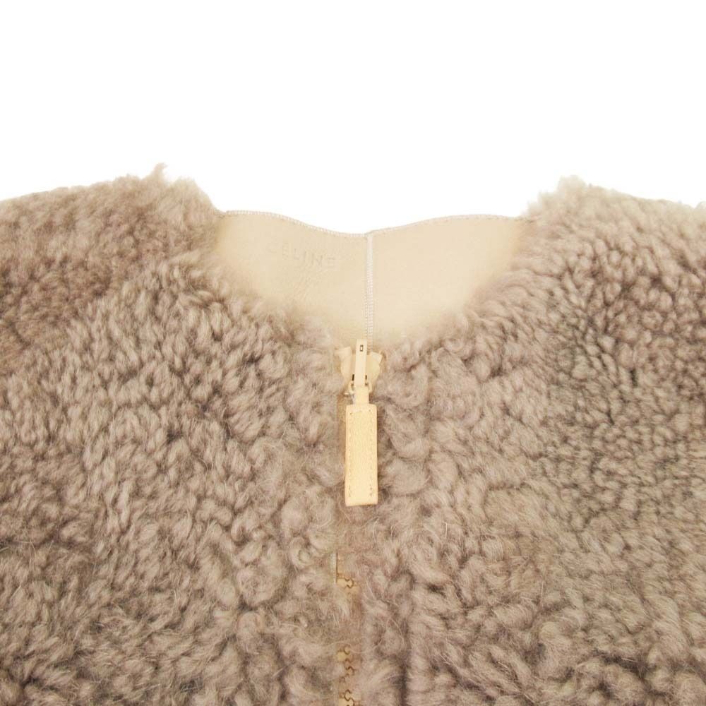 Celine Phoebe Philo Era Shearling Lambskin Reversible Coat Leather 36 Beige