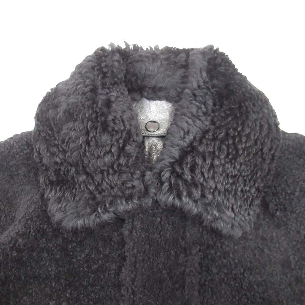 Saint Laurent Paris Shearling Coat Boa Leather Sheepskin 2-Way 38 Black