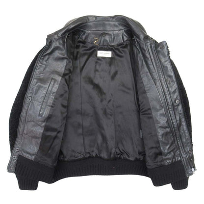 Saint Laurent Paris Shearling Coat Boa Leather Sheepskin 2-Way 38 Black
