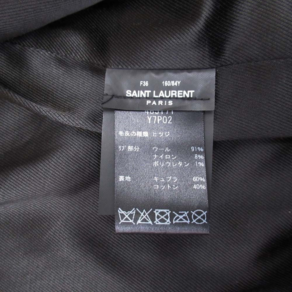 Saint Laurent Paris Shearling Coat Boa Leather Sheepskin 2-Way 38 Black