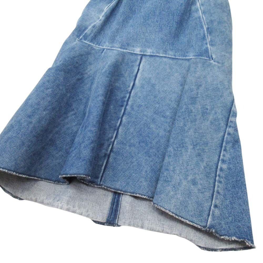 Balenciaga Wash Denim Mermaid Skirt Mid Length Below Knee Semi Tight 36 Indigo