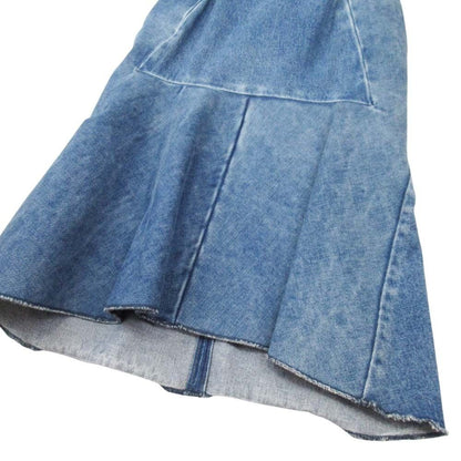Balenciaga Wash Denim Mermaid Skirt Mid Length Below Knee Semi Tight 36 Indigo