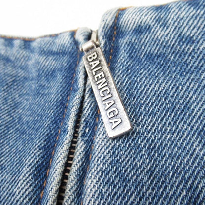 Balenciaga Wash Denim Mermaid Skirt Mid Length Below Knee Semi Tight 36 Indigo