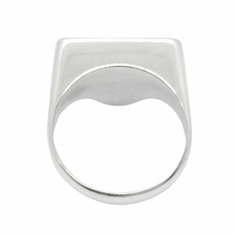 Prada Triangle Logo Symbol Ring Silver Black