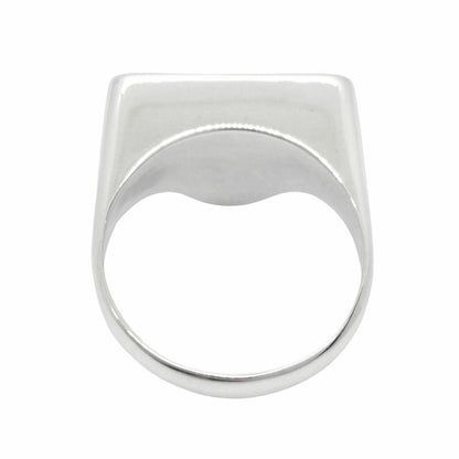 Prada Triangle Logo Symbol Ring Silver Black