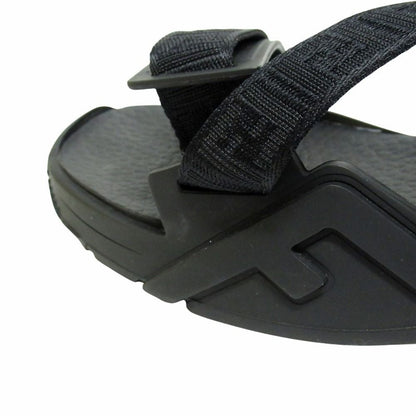 Fendi FF Logo Zucca Pattern Flo Sandals Shoes Flow Black Silver