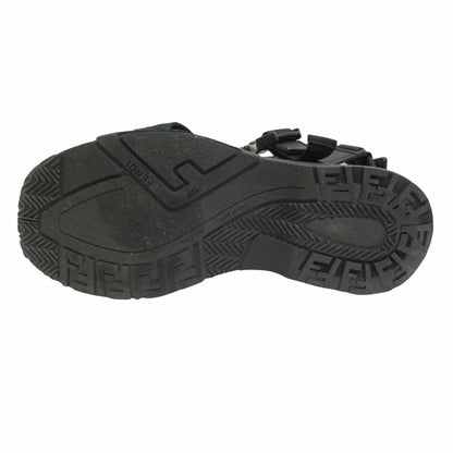 Fendi FF Logo Zucca Pattern Flo Sandals Shoes Flow Black Silver