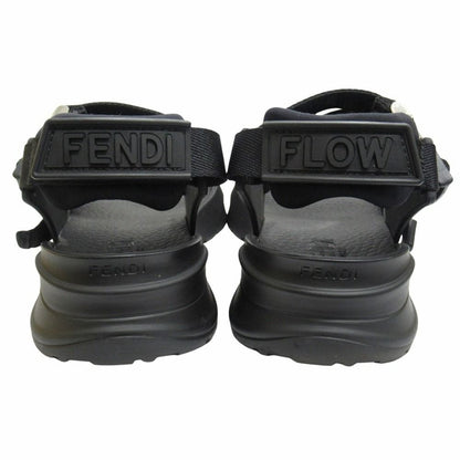 Fendi FF Logo Zucca Pattern Flo Sandals Shoes Flow Black Silver