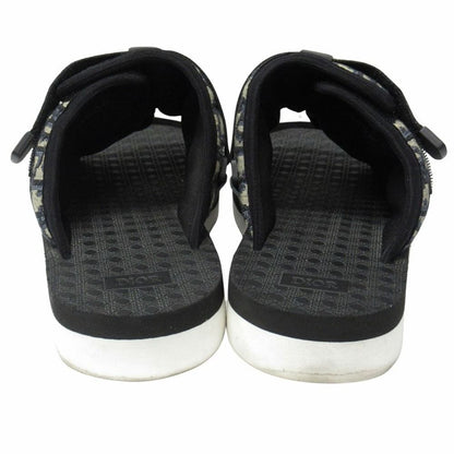 Dior Alpha Slide Sandals Blue Jacquard Shoes 42 Black Navy