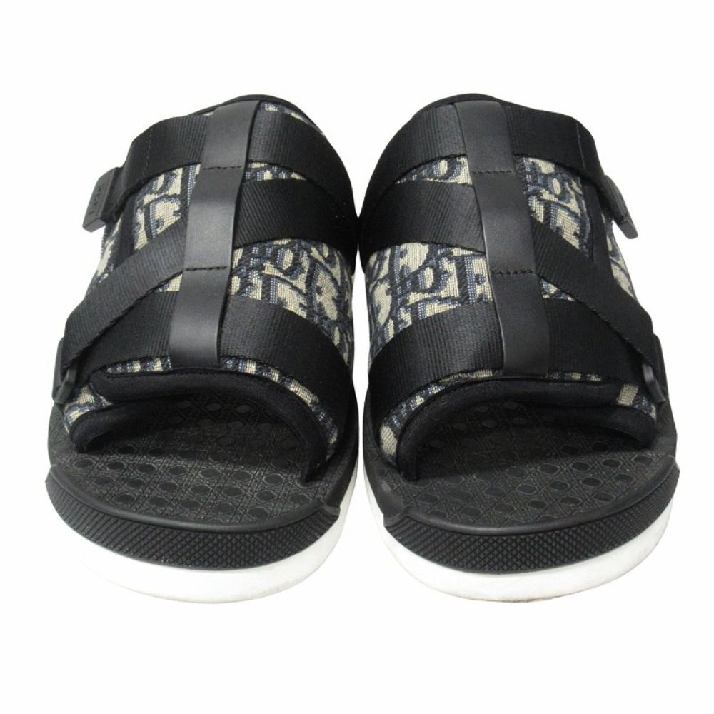 Dior Alpha Slide Sandals Blue Jacquard Shoes 42 Black Navy