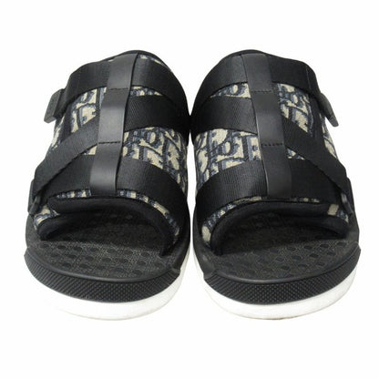 Dior Alpha Slide Sandals Blue Jacquard Shoes 42 Black Navy