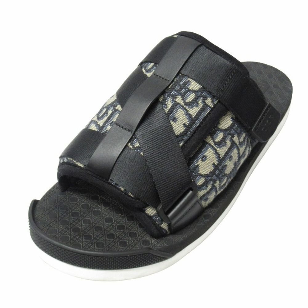 Dior Alpha Slide Sandals Blue Jacquard Shoes 42 Black Navy