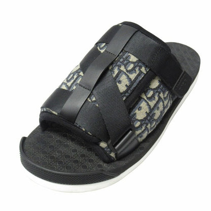 Dior Alpha Slide Sandals Blue Jacquard Shoes 42 Black Navy