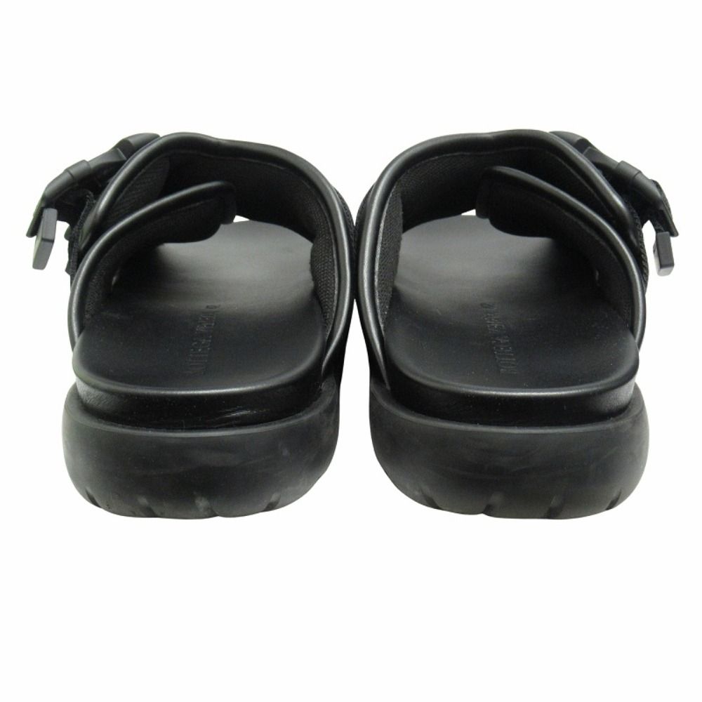 Bottega Veneta Snap Slide Sandals Fabric Leather Platform Shoes 42 Black