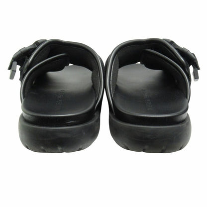 Bottega Veneta Snap Slide Sandals Fabric Leather Platform Shoes 42 Black