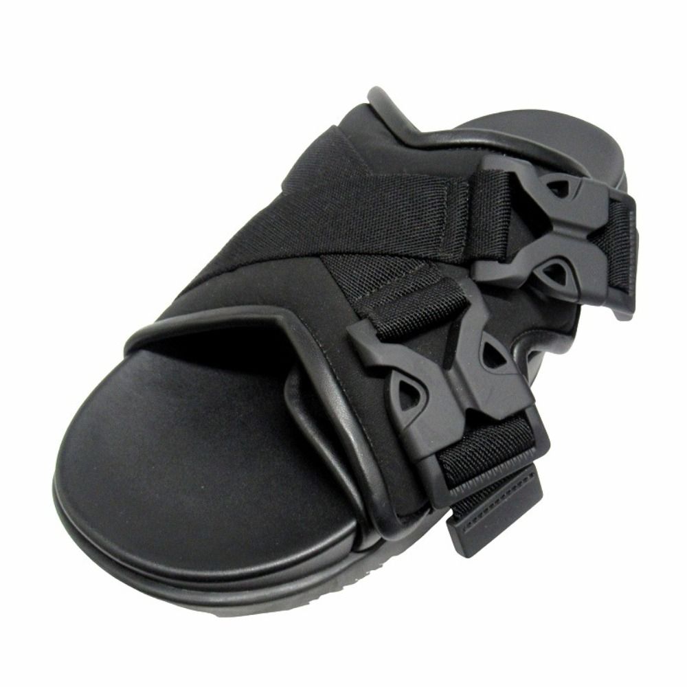 Bottega Veneta Snap Slide Sandals Fabric Leather Platform Shoes 42 Black