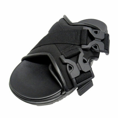 Bottega Veneta Snap Slide Sandals Fabric Leather Platform Shoes 42 Black