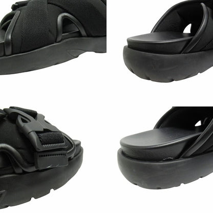 Bottega Veneta Snap Slide Sandals Fabric Leather Platform Shoes 42 Black