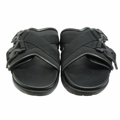 Bottega Veneta Snap Slide Sandals Fabric Leather Platform Shoes 42 Black