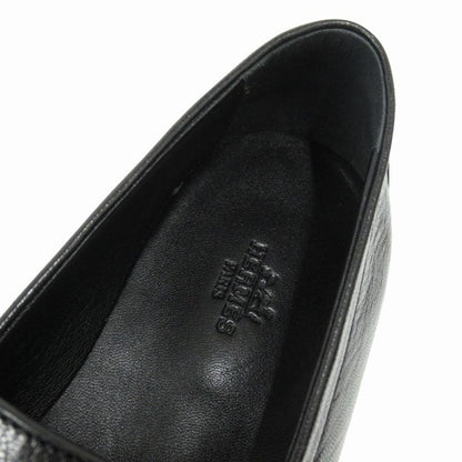 Hermes Blaise Loafers Shoes Slip on Leather Silver Collier de Chien 26 cm Black