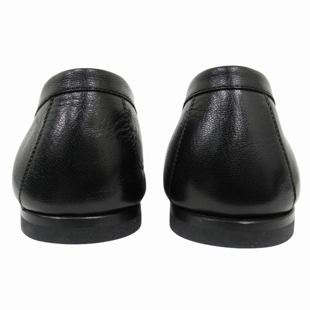 Hermes Blaise Loafers Shoes Slip on Leather Silver Collier de Chien 26 cm Black