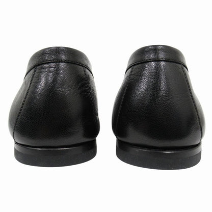 Hermes Blaise Loafers Shoes Slip on Leather Silver Collier de Chien 26 cm Black