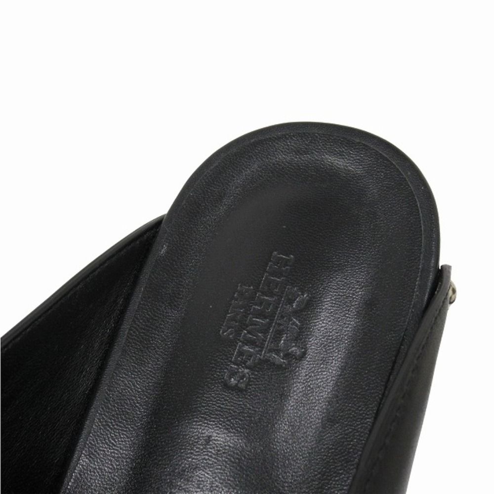 Hermes Calya Sandals Mules Shoes Studs Smooth Calfskin 40 Black