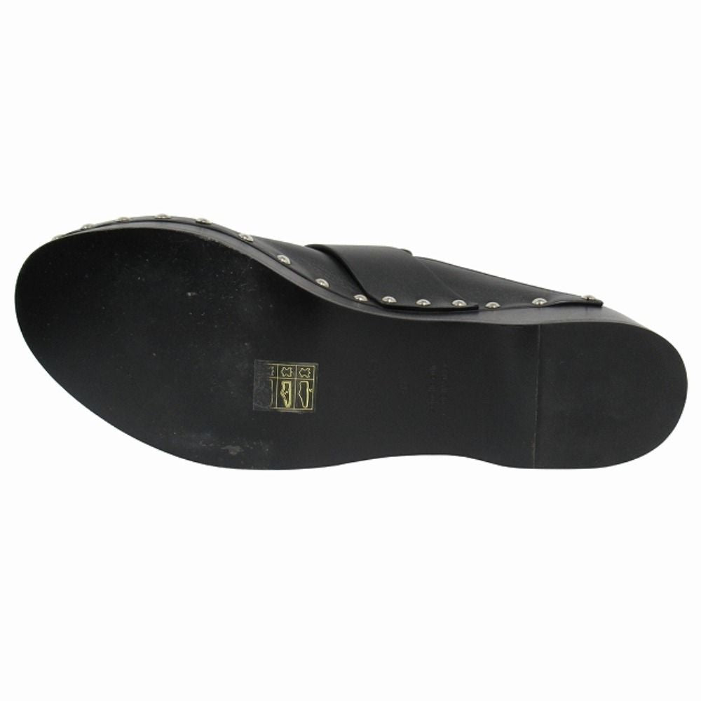 Hermes Calya Sandals Mules Shoes Studs Smooth Calfskin 40 Black