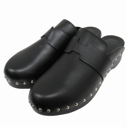 Hermes Calya Sandals Mules Shoes Studs Smooth Calfskin 40 Black