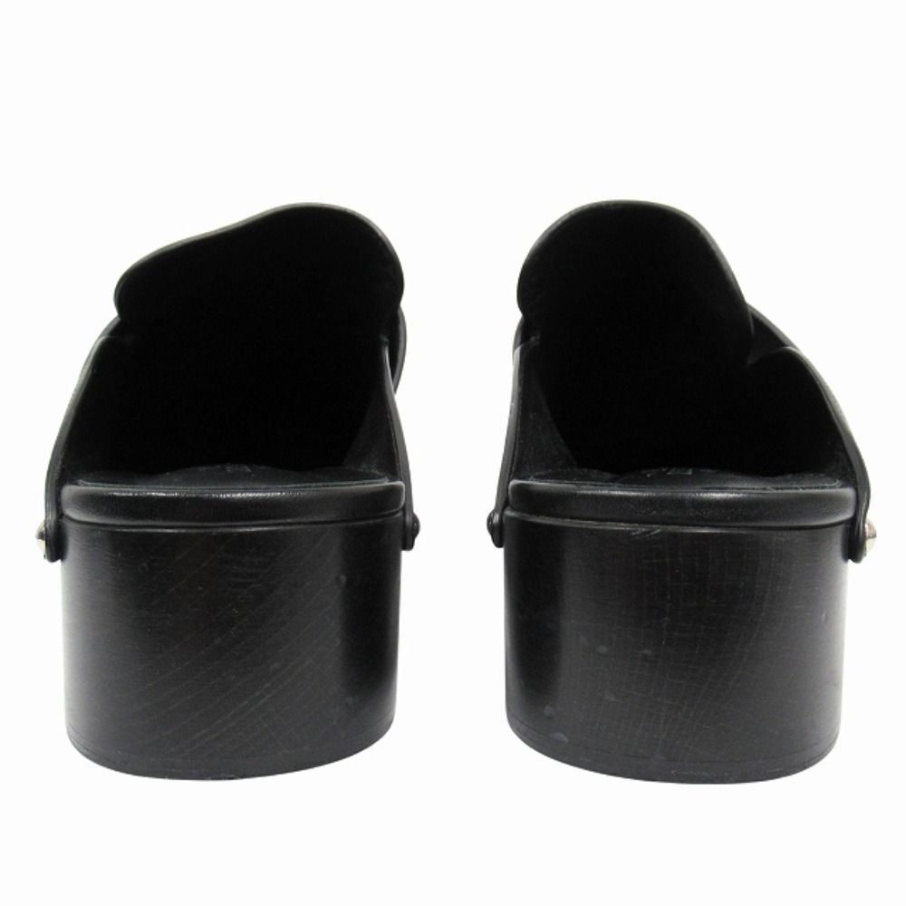 Hermes Calya Sandals Mules Shoes Studs Smooth Calfskin 40 Black